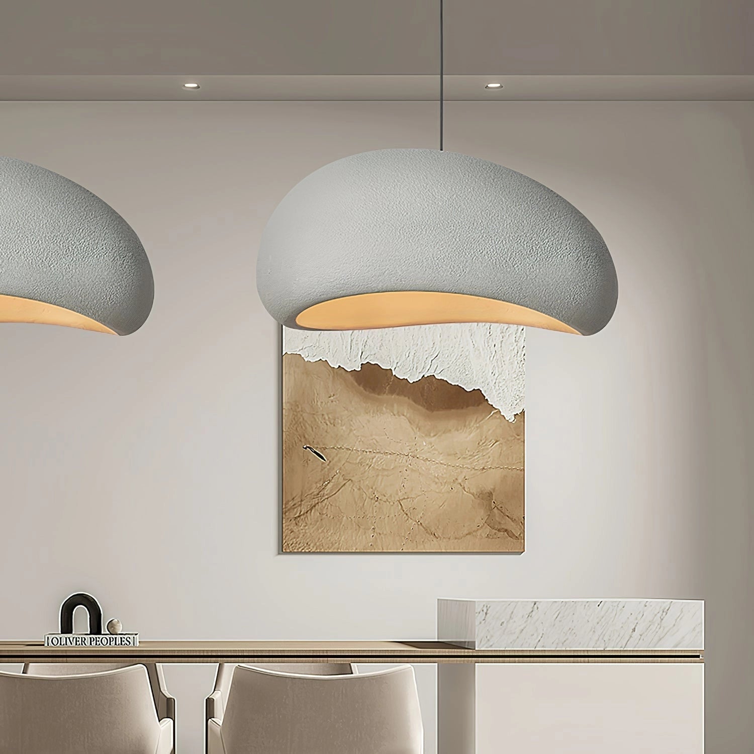 Modern Organic Pendant Lights - Textured Grey, Minimalist Decor