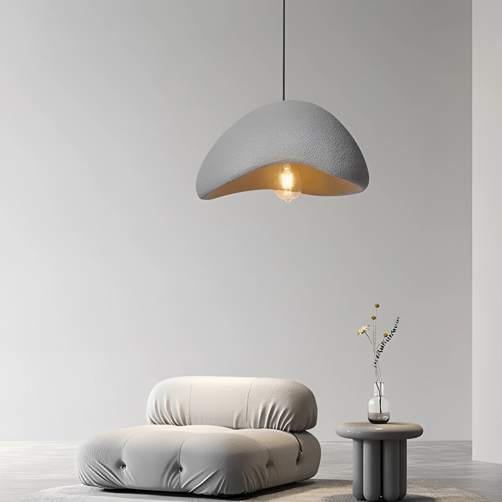 Modern Organic Pendant Lights - Textured Grey, Minimalist Decor