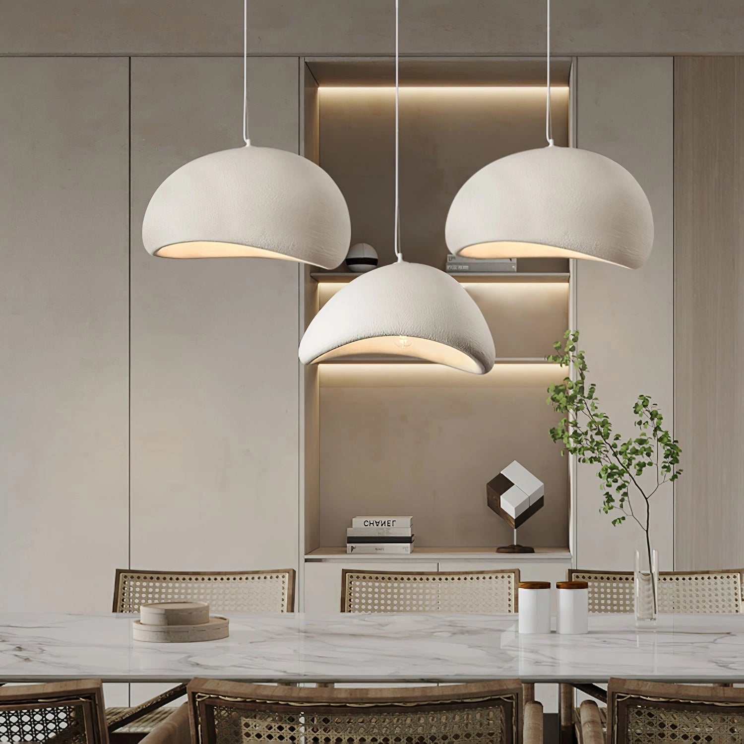 Modern Organic Pendant Lights - Textured Grey, Minimalist Decor