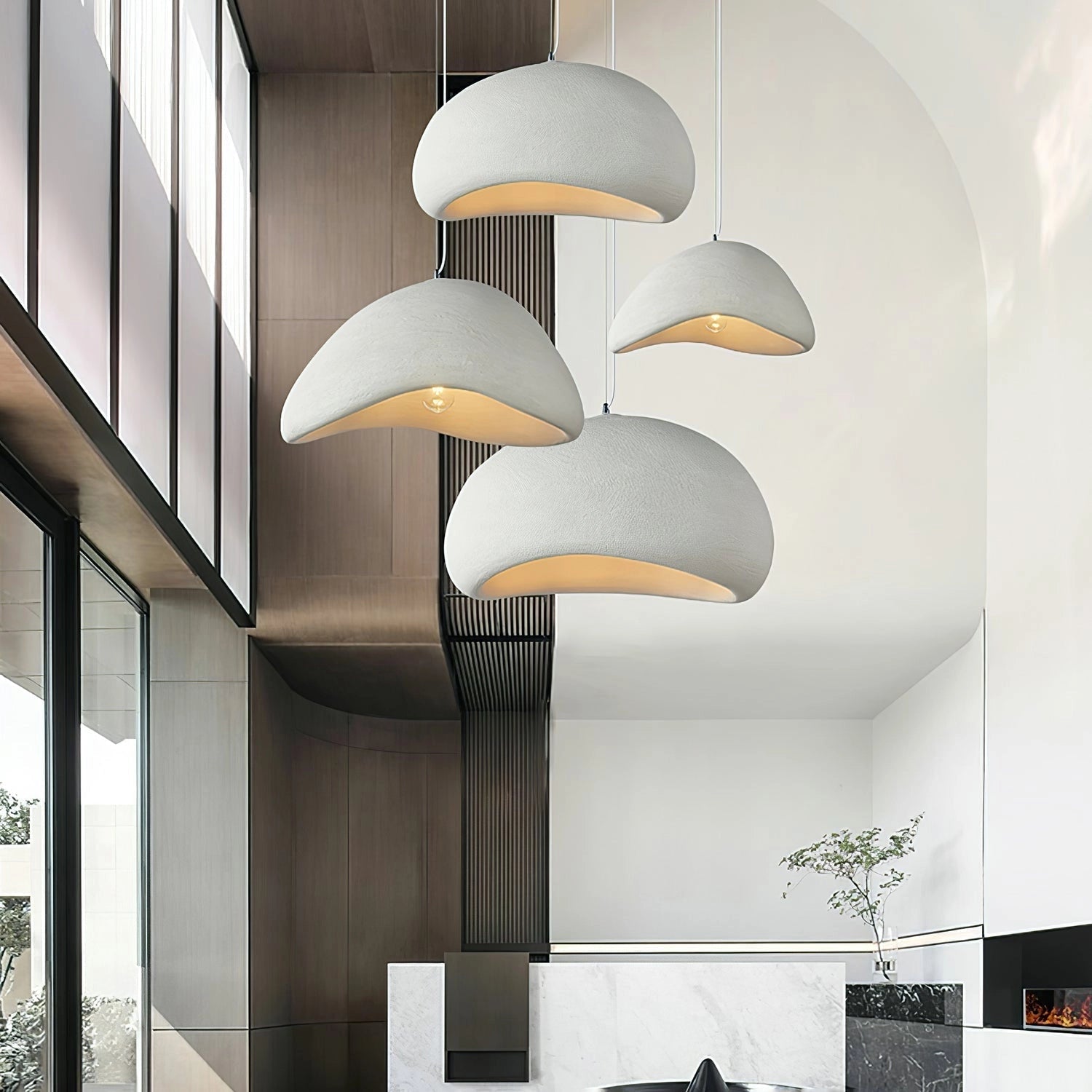 Modern Organic Pendant Lights - Textured Grey, Minimalist Decor