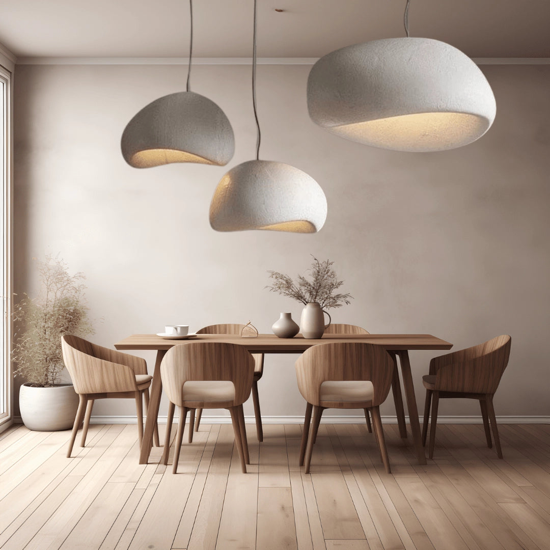 Modern Organic Pendant Lights - Textured Grey, Minimalist Decor