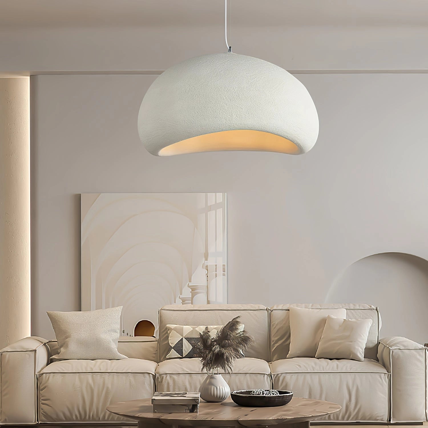 Modern Organic Pendant Lights - Textured Grey, Minimalist Decor