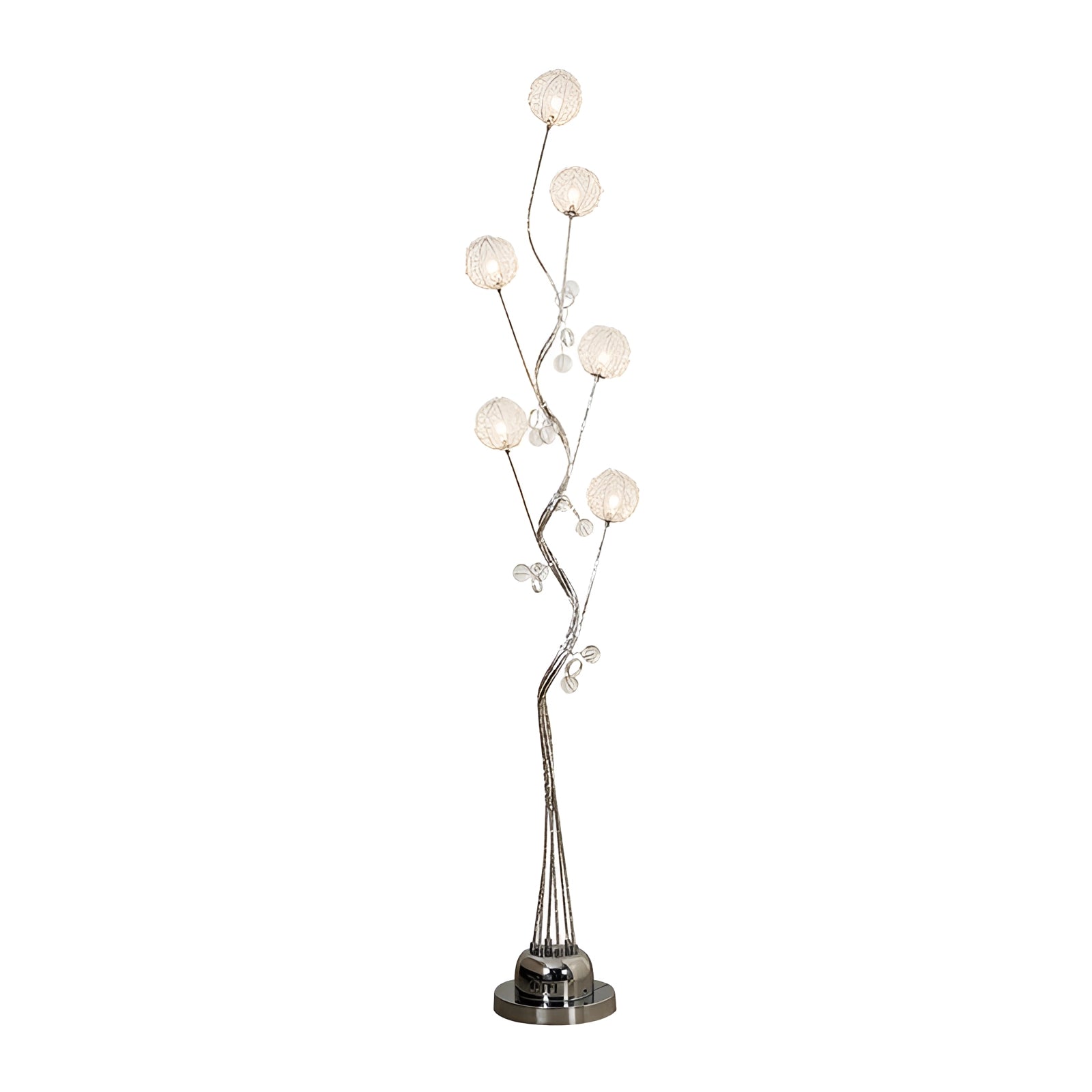 Modern sculptural branch table lamp with artistic design, featuring a twig-like structure and glass elements, ideal for home decor lighting.