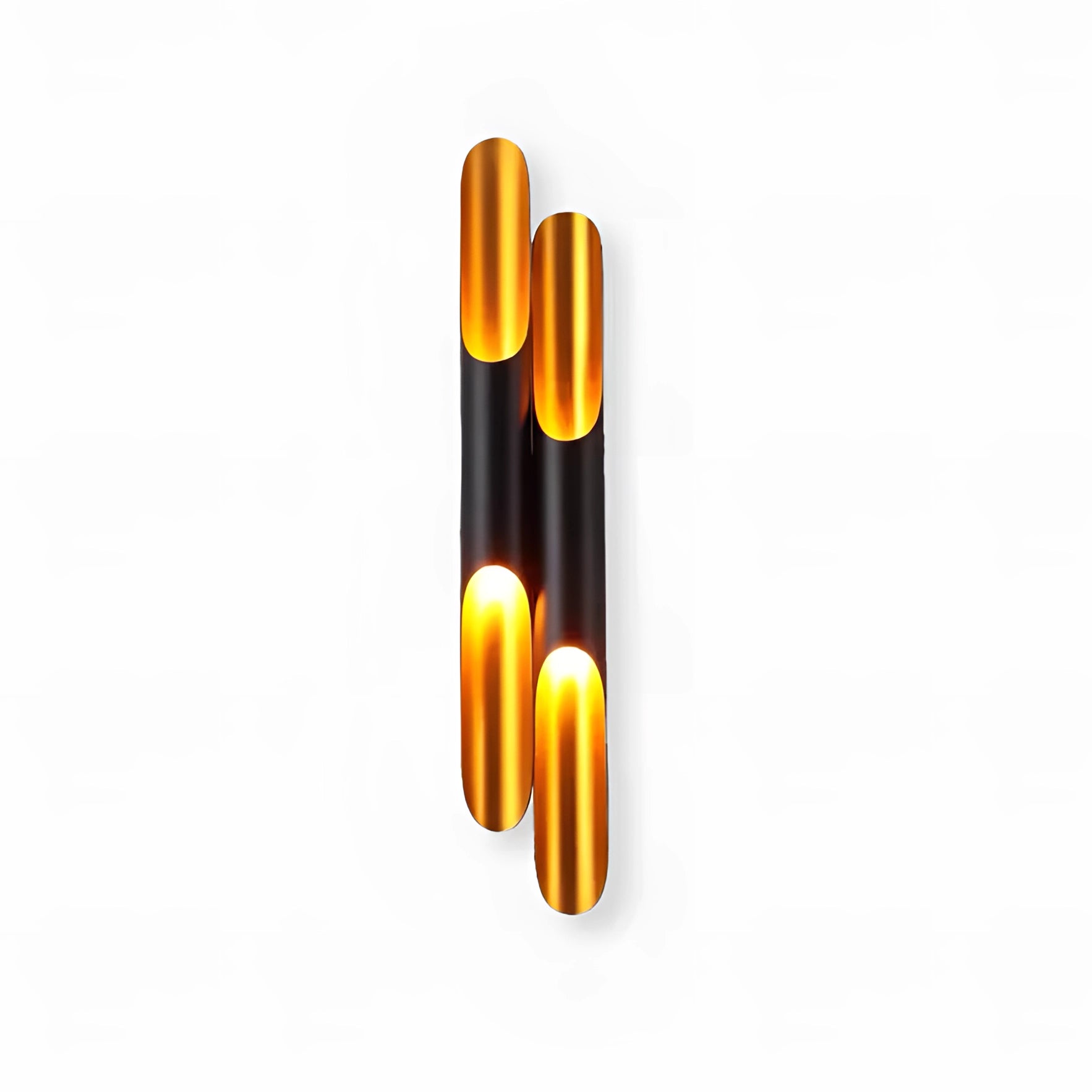 Modern vertical LED wall sconce set of 2 in matte black finish, featuring a minimalist cylindrical design with a diameter of 16 cm and height of 112 cm, ideal for architectural lighting.