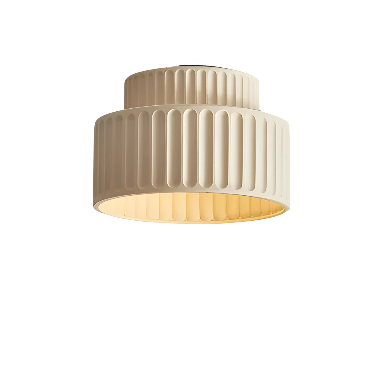 Modern White Ceramic Pendant Light - LED, Ribbed Lampshade Design