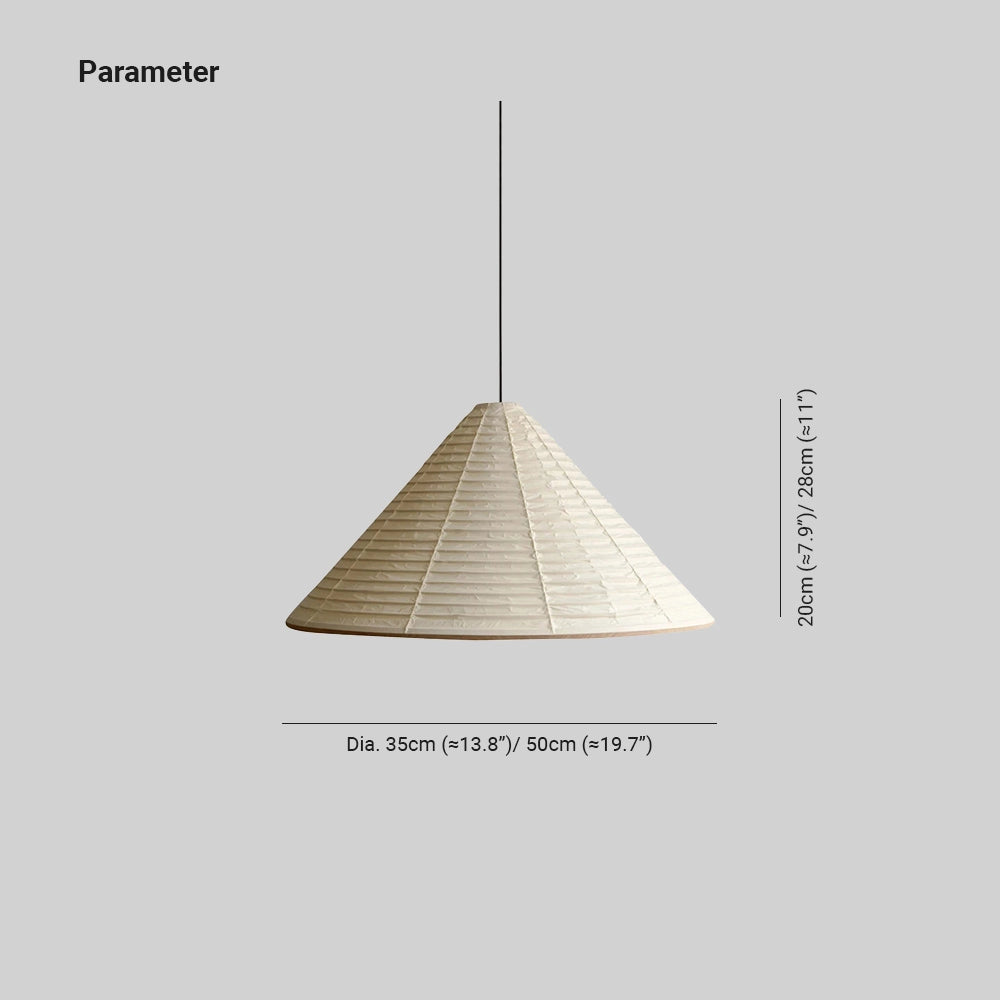 Modern white Scandinavian cone pendant light with a minimalist design, featuring a sleek triangular shape and smooth symmetrical lines, casting subtle shades.