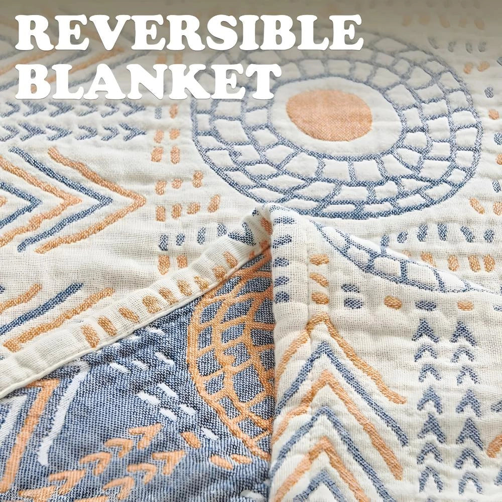 Reversible Aztec Print Blanket - Dual-Sided Bohemian Throw