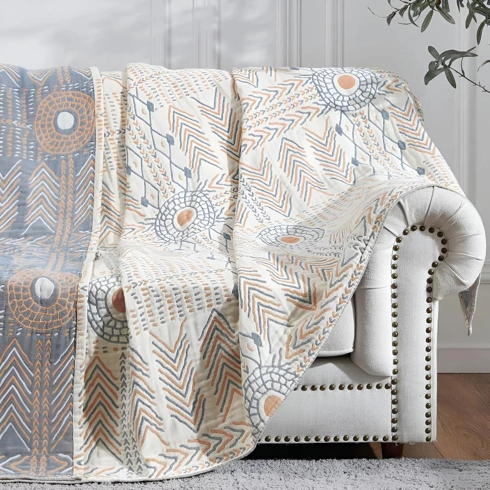 Reversible Aztec Print Blanket - Dual-Sided Bohemian Throw