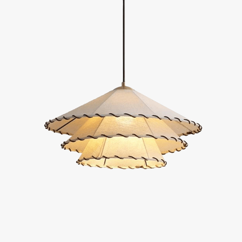 Modern tiered chandelier with scalloped LED pendant light featuring a gold interior, hanging from the ceiling.