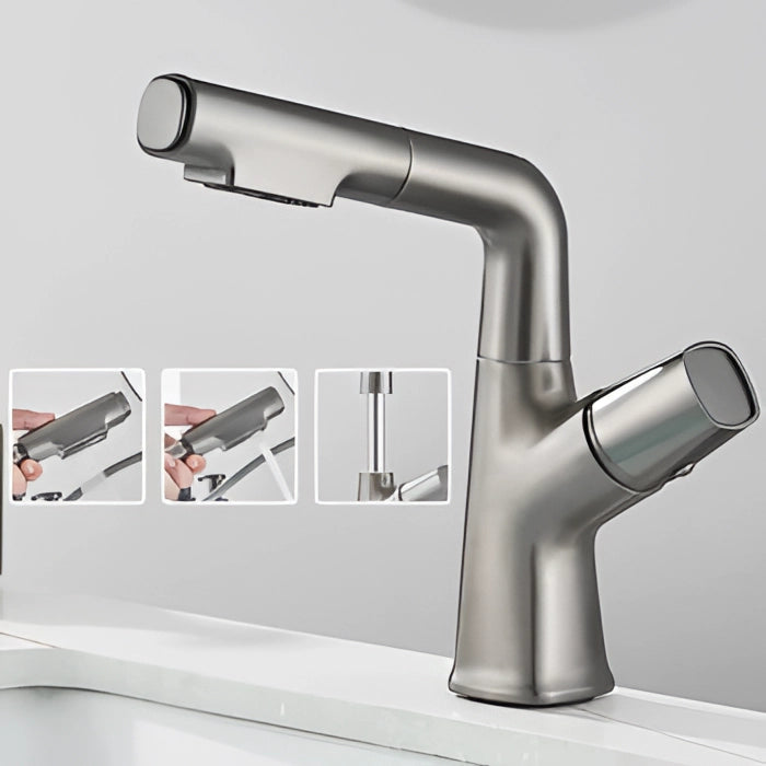 Smart Touchless Faucet with Temp Display & Pull-Out Spray