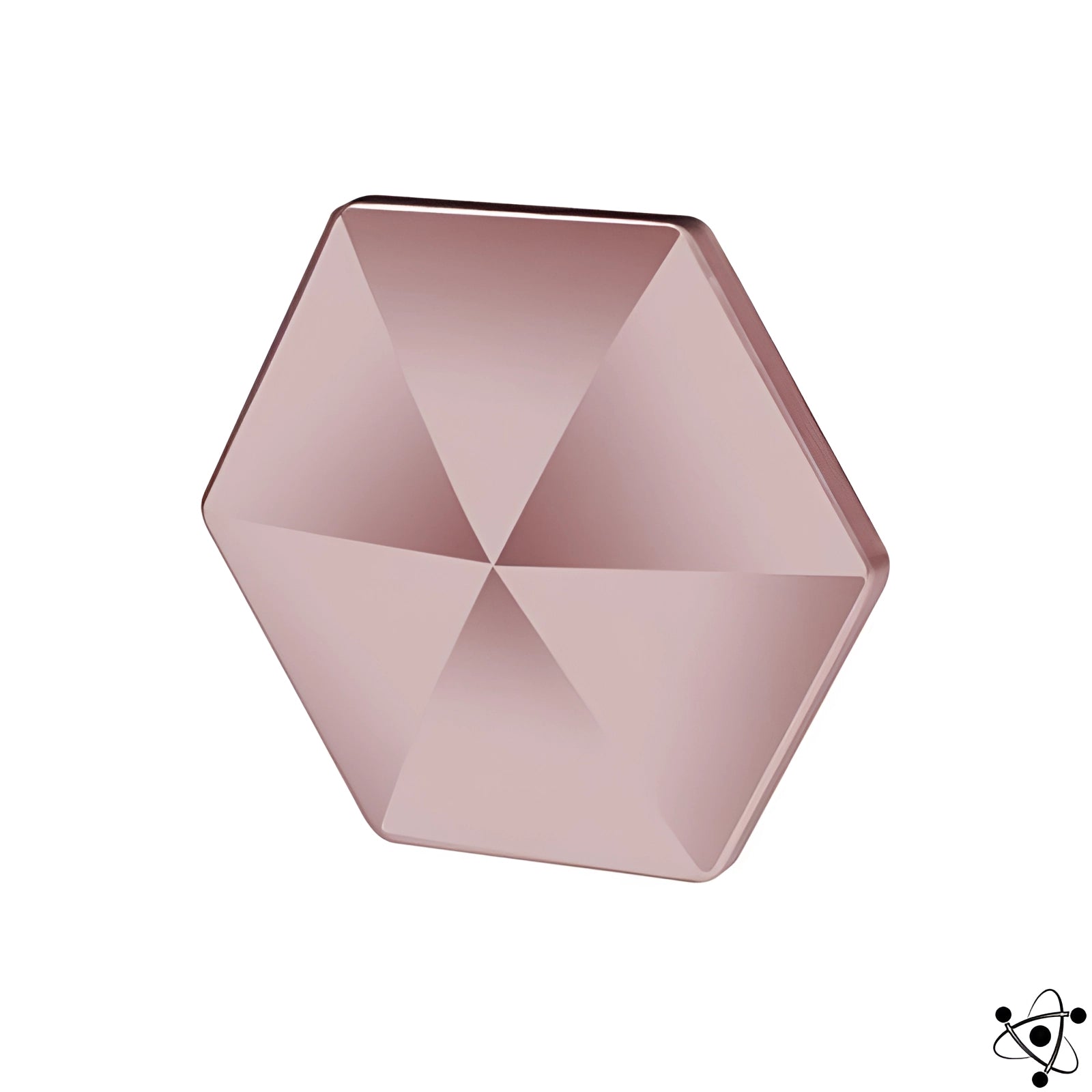 Modern square gold cabinet knob with a brass finish, featuring a mauve hexagonal design, suitable for contemporary kitchen hardware.