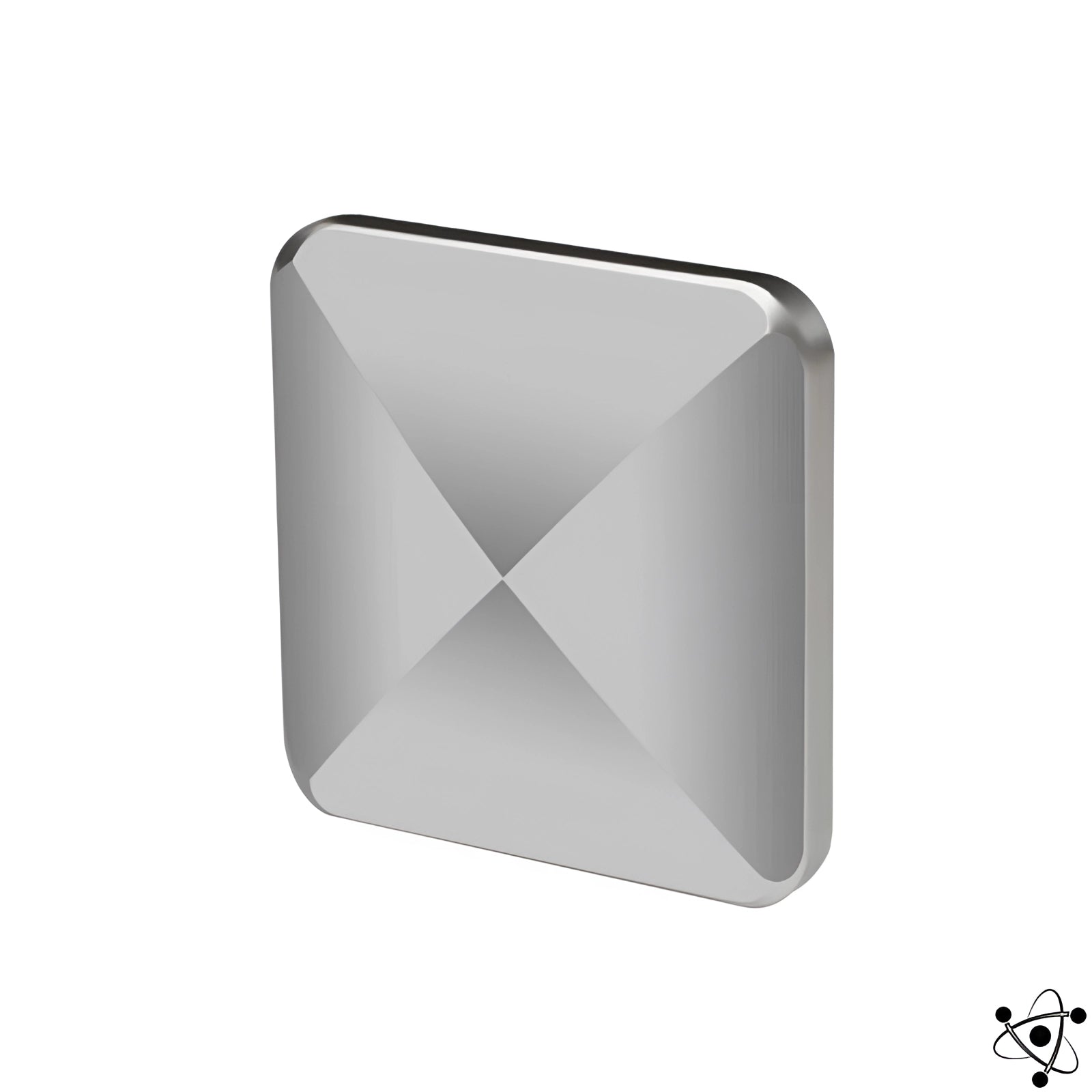 Square gold cabinet knob with a brass finish, featuring a modern design, suitable for kitchen hardware. The knob is depicted in a gray variant. The image focuses on the knob's square shape and metallic texture.