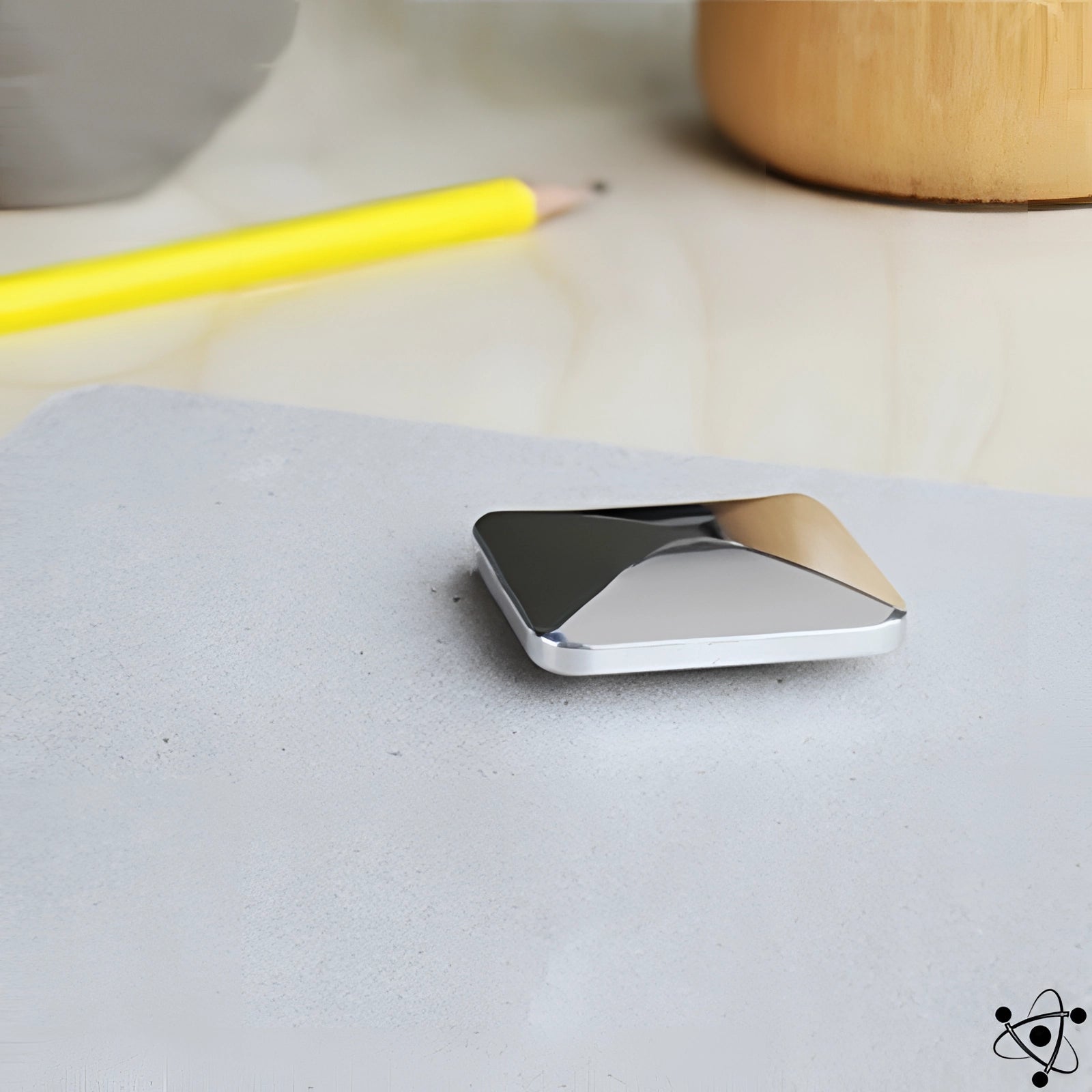 Square gold cabinet knob with a sleek brass finish, designed as modern kitchen hardware.