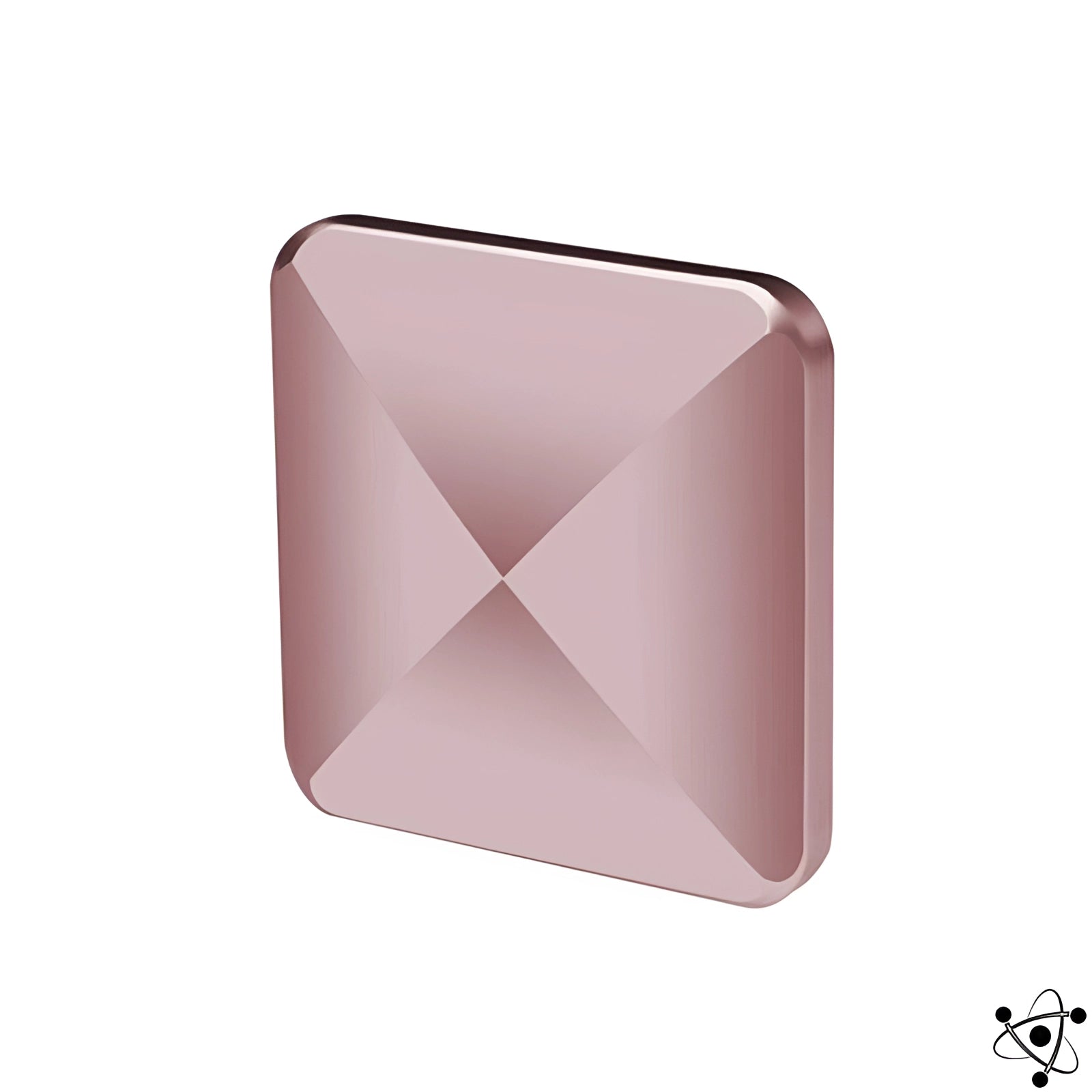 Square gold cabinet knob with a brass finish, featuring a modern design in a mauve shade, suitable for kitchen hardware.