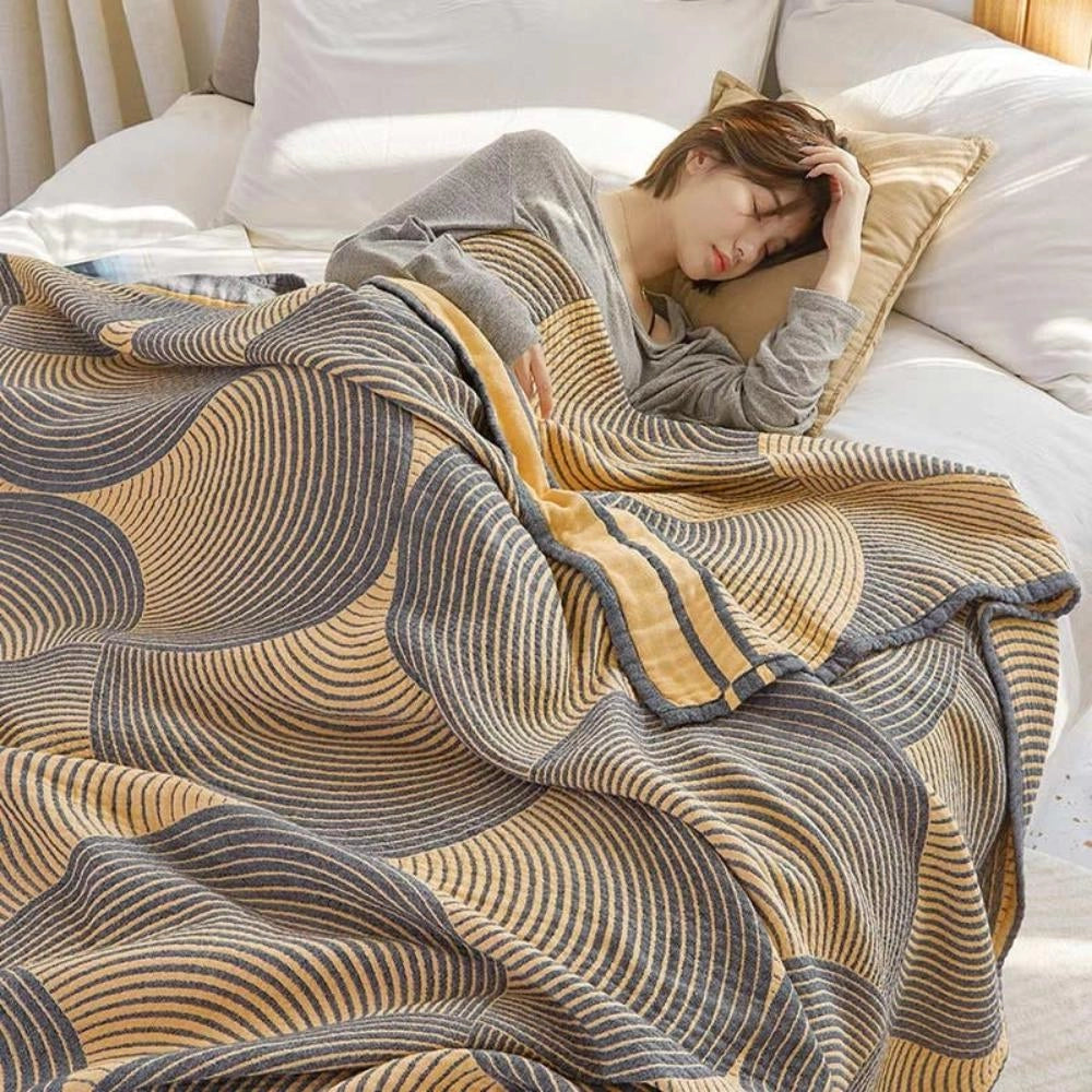 Striped Geometric Luxury Blanket - Cozy Woven Throw for Home Decor