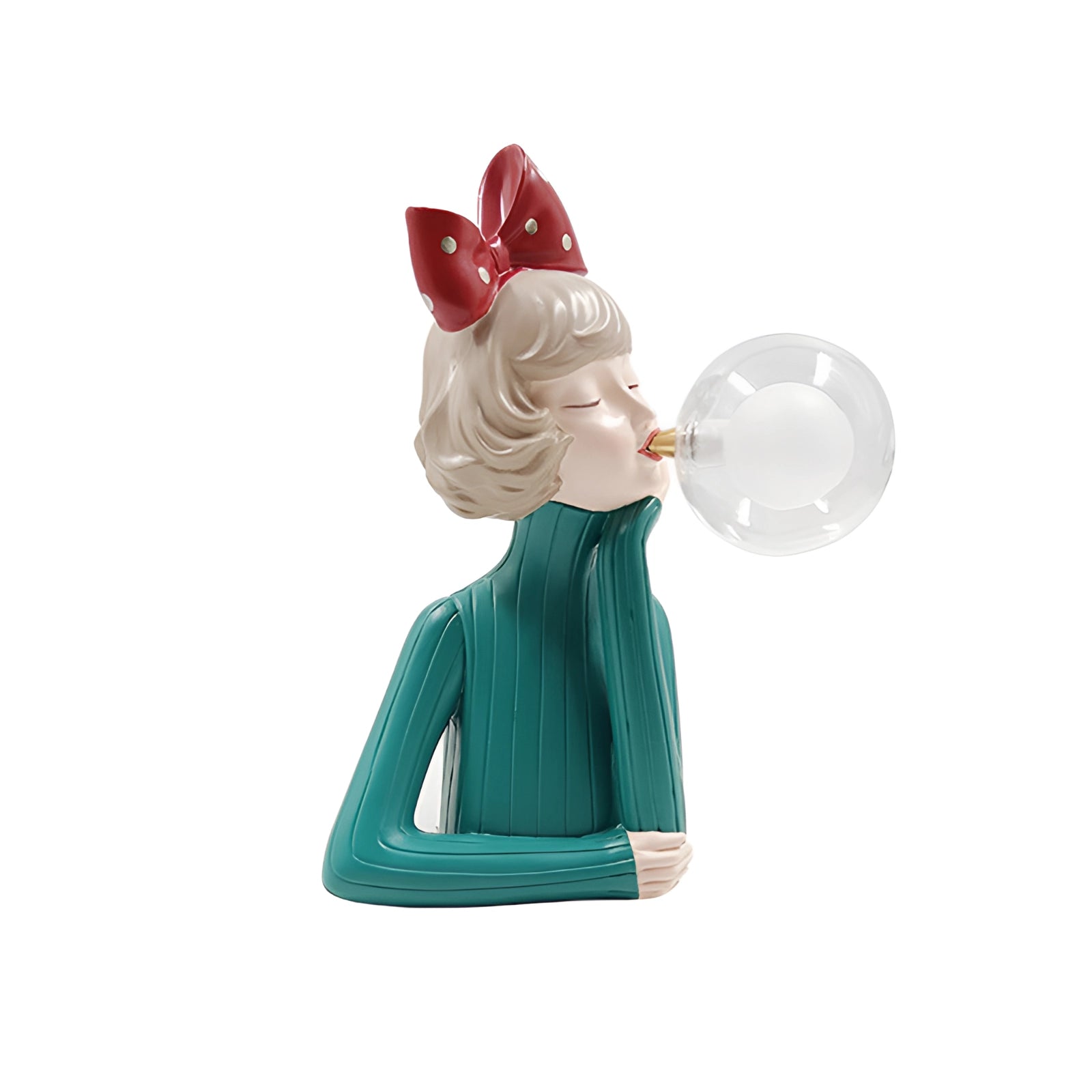 Whimsical ceramic bubble statue featuring gold bunny ears on top, designed with a playful and imaginative style.