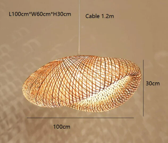 Taavita Handmade Bamboo Weave Hanging Light Fixture - Unique Pendant Lamp - Decorative Lampshade