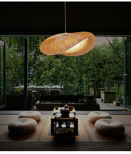 Taavita Handmade Bamboo Weave Hanging Light Fixture - Unique Pendant Lamp - Decorative Lampshade