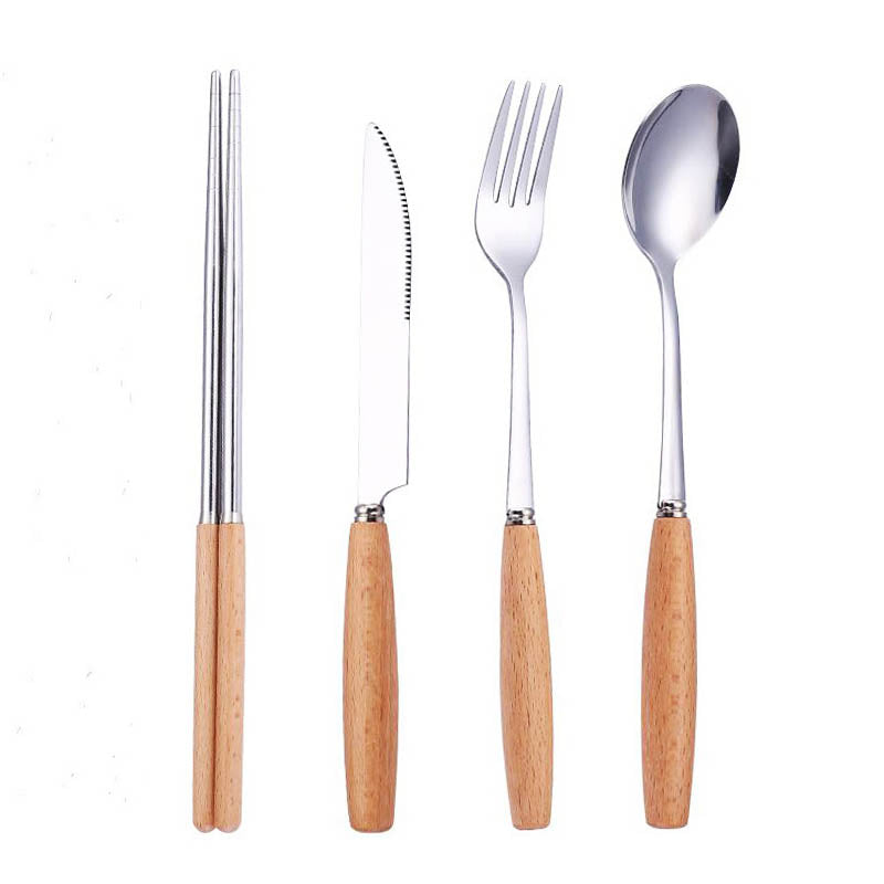 Taavita Cutlery Set - Premium 5-Piece Scandinavian Design Set with Wooden Handles