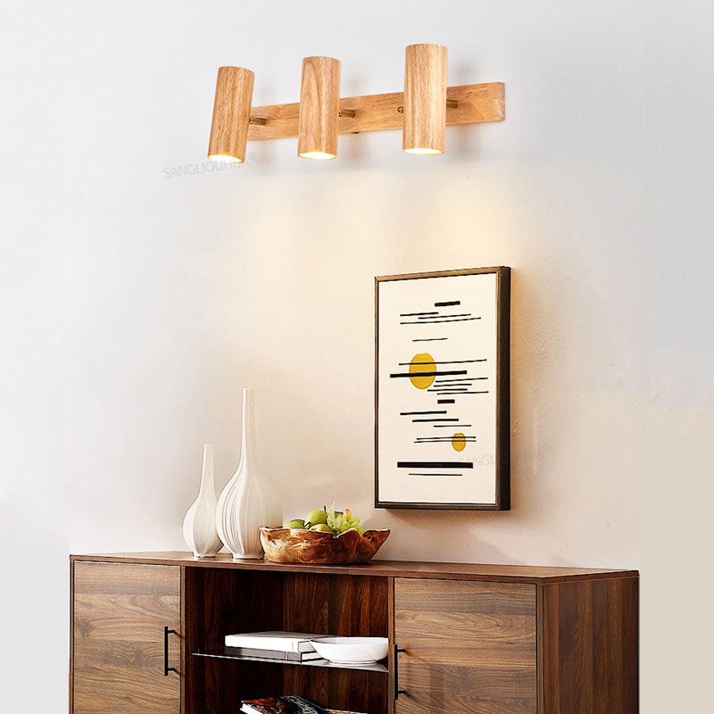 Rustic Wooden Wall Lamp