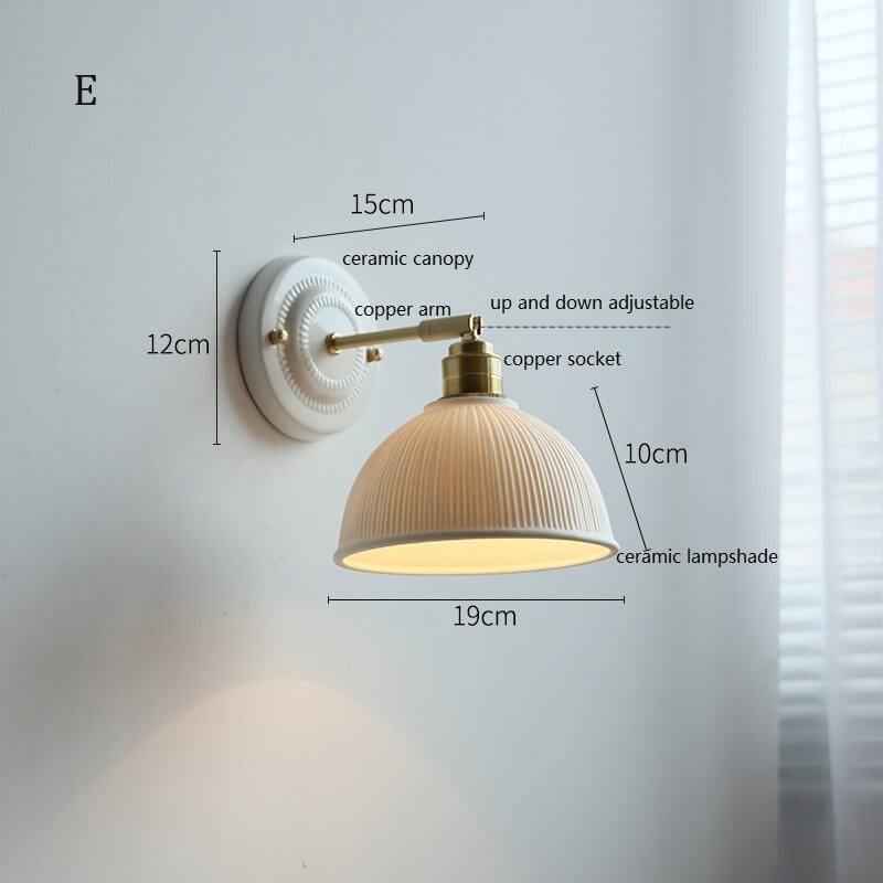 Taavita Modern White Ceramic Wall Lamp with Switch and Plug Options - Elegant Ceramic Lampshade