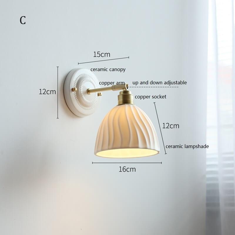 Taavita Modern White Ceramic Wall Lamp with Switch and Plug Options - Elegant Ceramic Lampshade