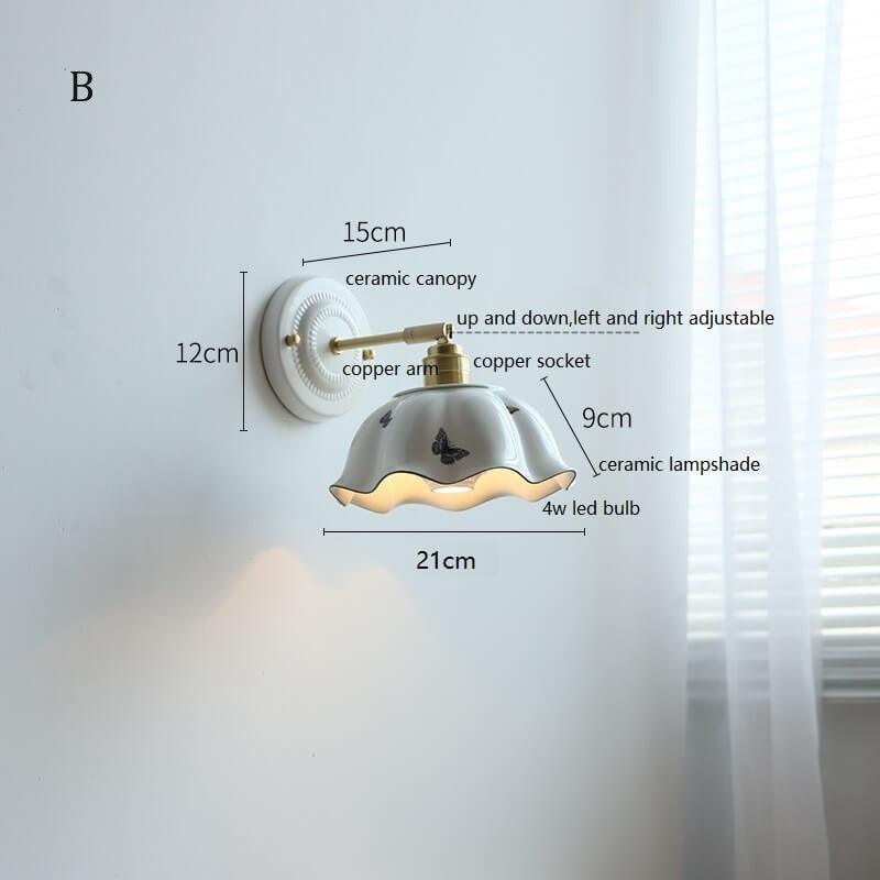 Taavita Modern White Ceramic Wall Lamp with Switch and Plug Options - Elegant Ceramic Lampshade