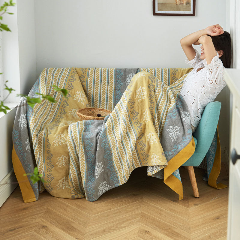 Cotton Blanket with Wheat Pattern