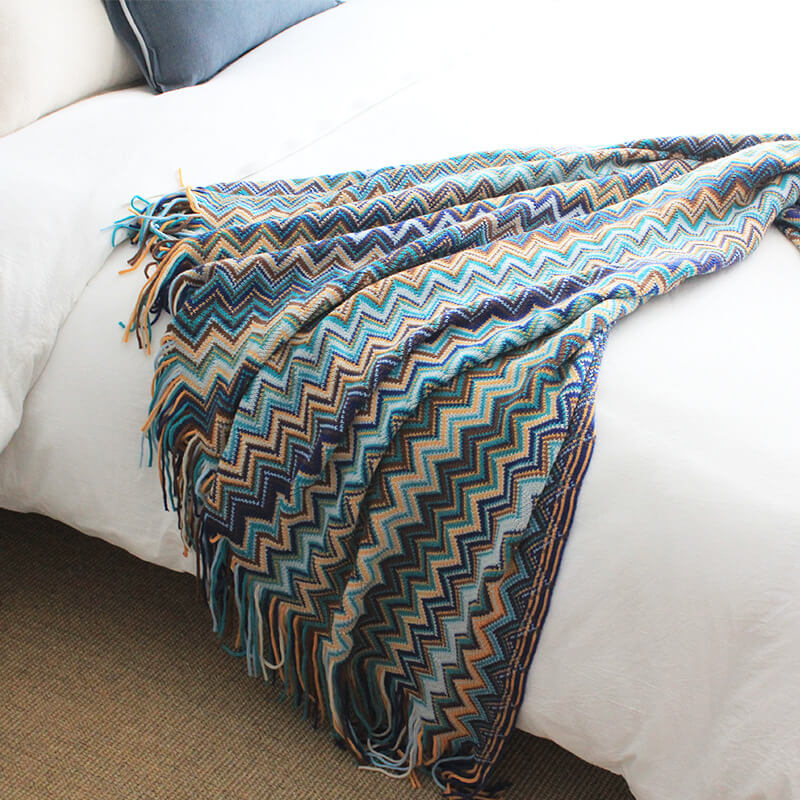 Cozy Striped Blanket with Tassels