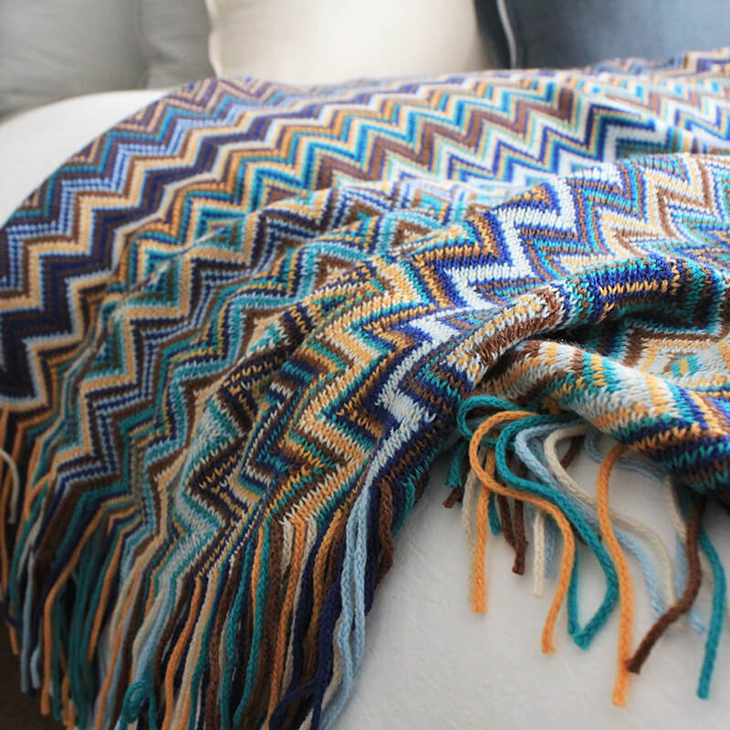 Cozy Striped Blanket with Tassels