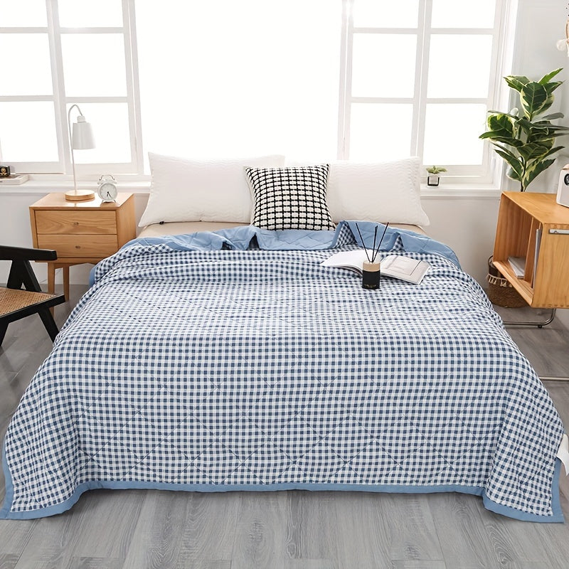 Taavita Preppy Style Checked Summer Blanket – Ideal for Air Conditioning & For All Seasons