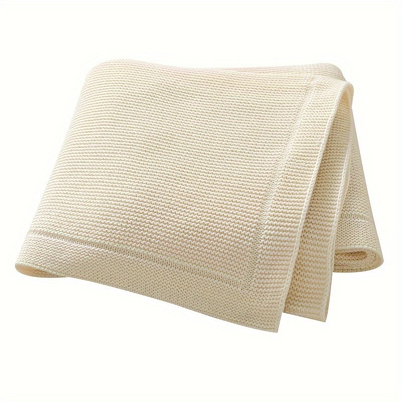 Taavita Cotton Knit Wrap Blanket – Soft & Solid Color – In Elegant Geometric Pattern