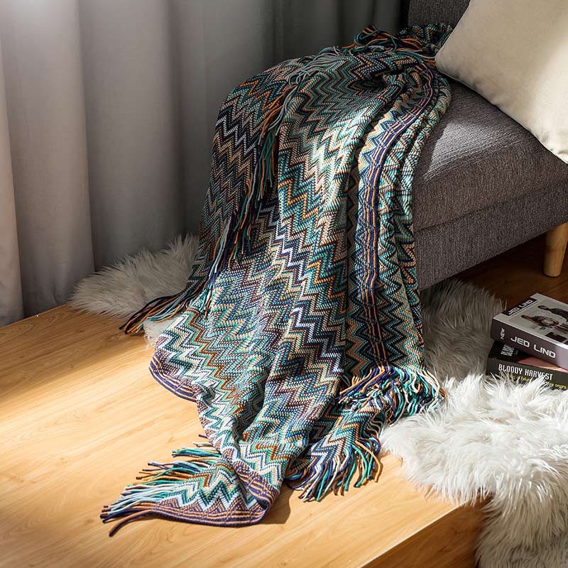 Cozy Striped Blanket with Tassels