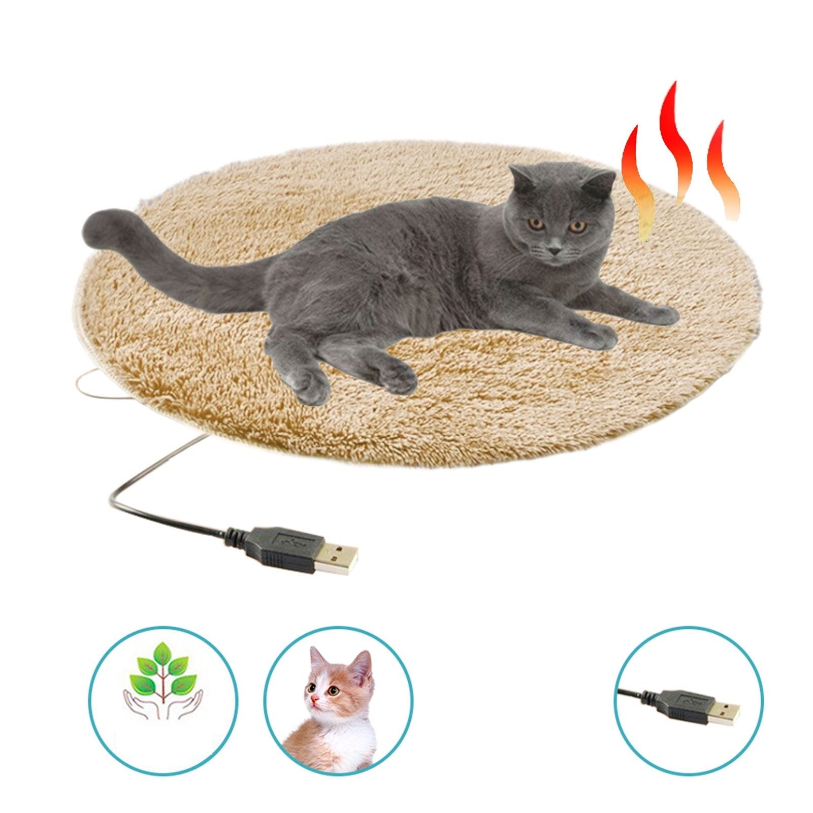 Heated Plush Cat Bed - Portable Winter Cushion with Constant Temperature