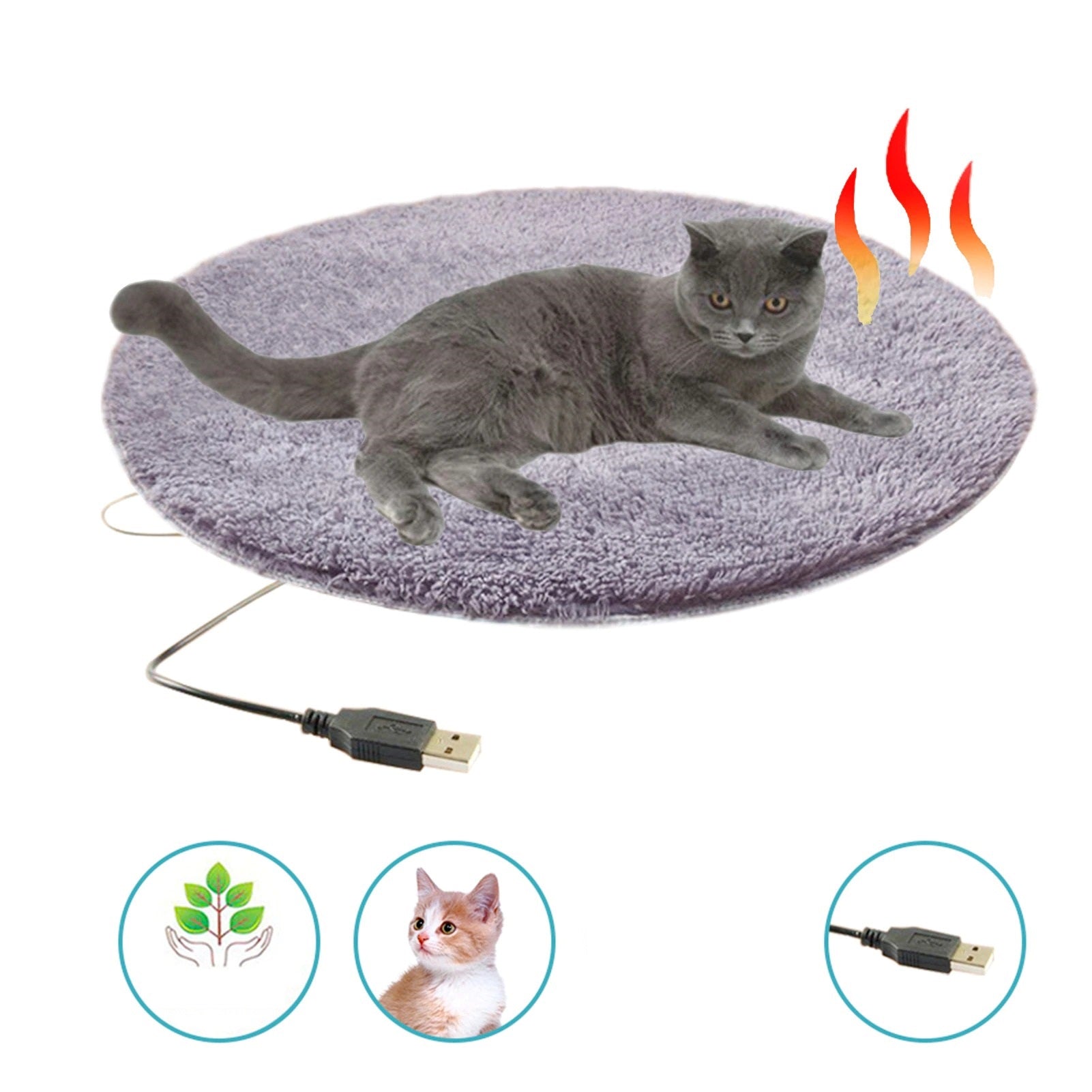 Heated Plush Cat Bed - Portable Winter Cushion with Constant Temperature