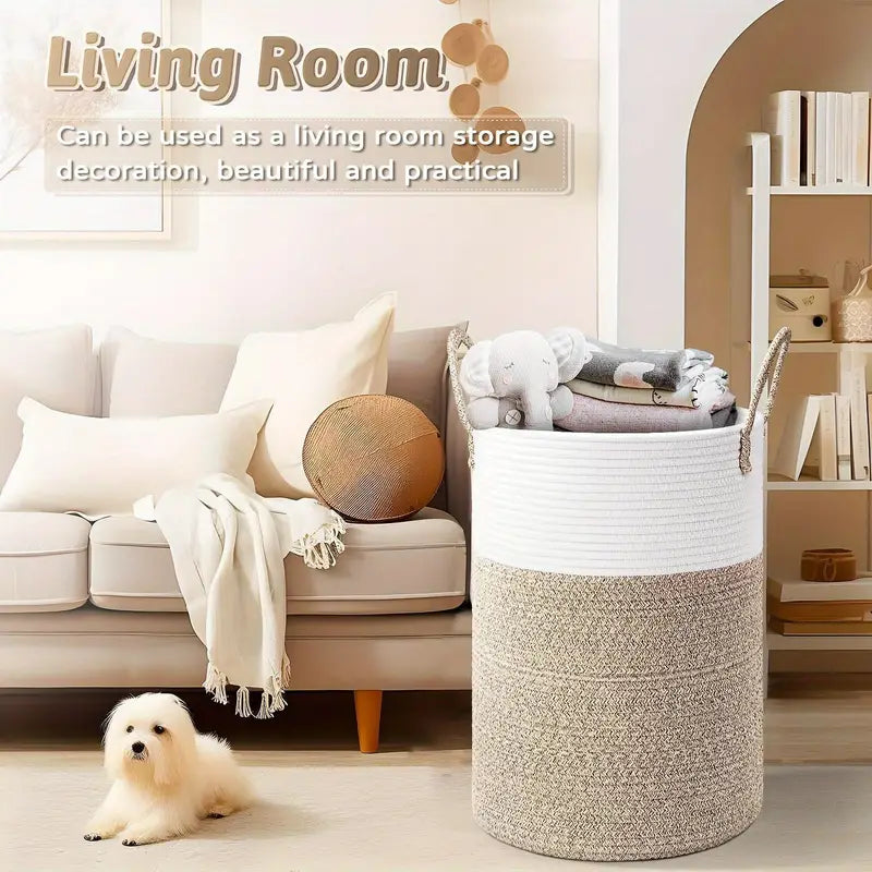 Taavita - Foldable Storage Basket Made of Cotton Rope for Laundry, Toys, and Blankets - Stylish and Multifunctional!