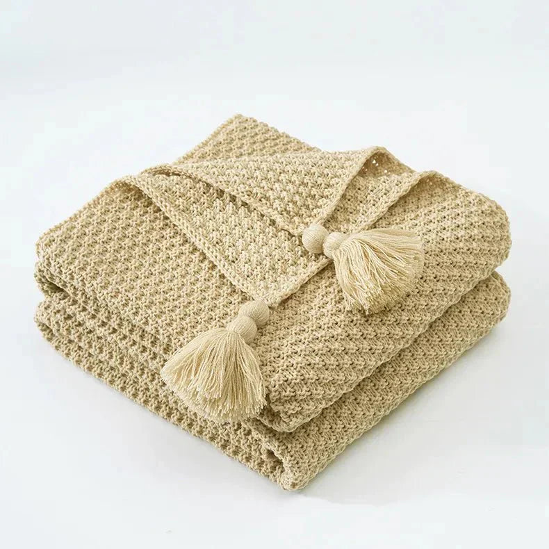 Taavita Wool Knit Blanket with Tassels