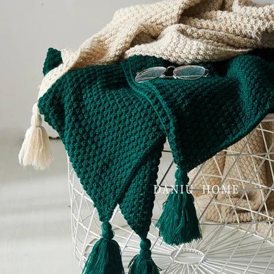 Taavita Wool Knit Blanket with Tassels