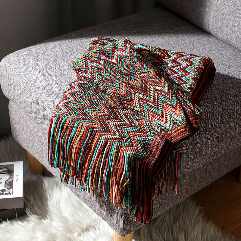 Cozy Striped Blanket with Tassels