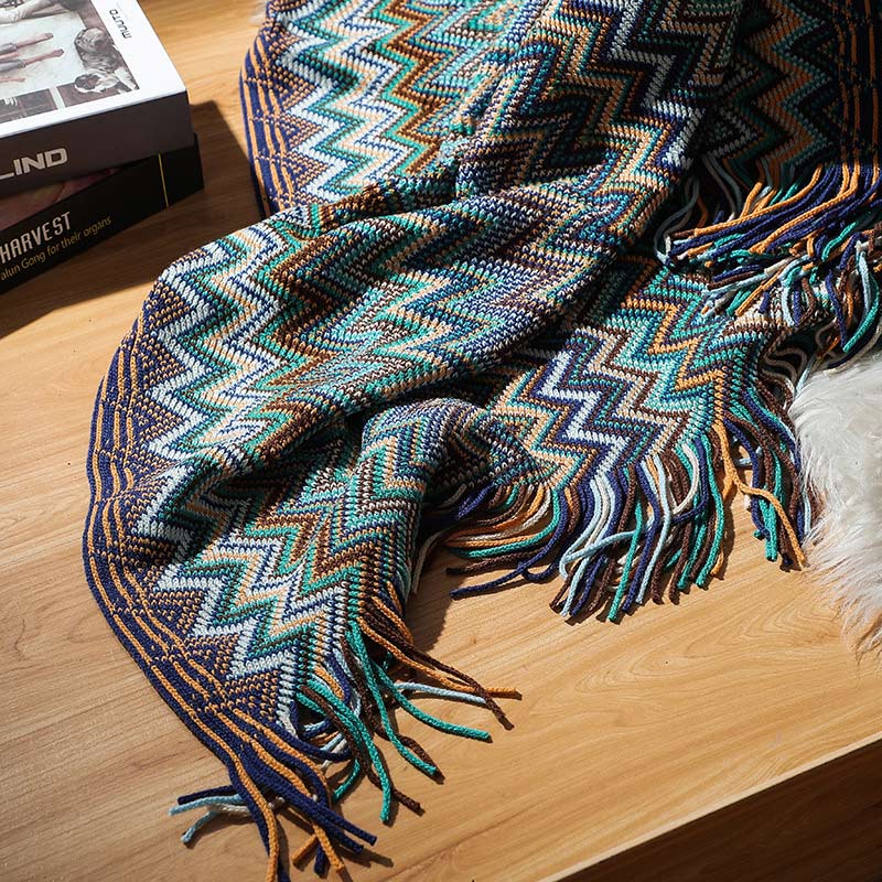 Cozy Striped Blanket with Tassels