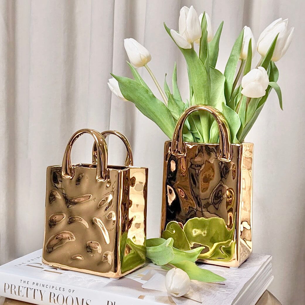 Taavita - Stylish Handbag Vase in Gold for Modern Decor