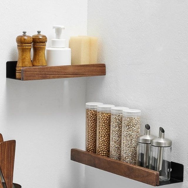 Taavita - Rustic Wooden Bathroom Shelf without Drilling for Elegant Storage