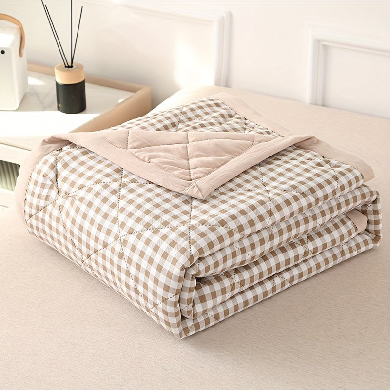 Taavita Preppy Style Checked Summer Blanket – Ideal for Air Conditioning & For All Seasons