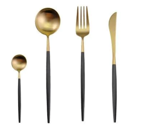 Taavita 24-Piece Luxury Stainless Steel Cutlery Set in Gold and Silver