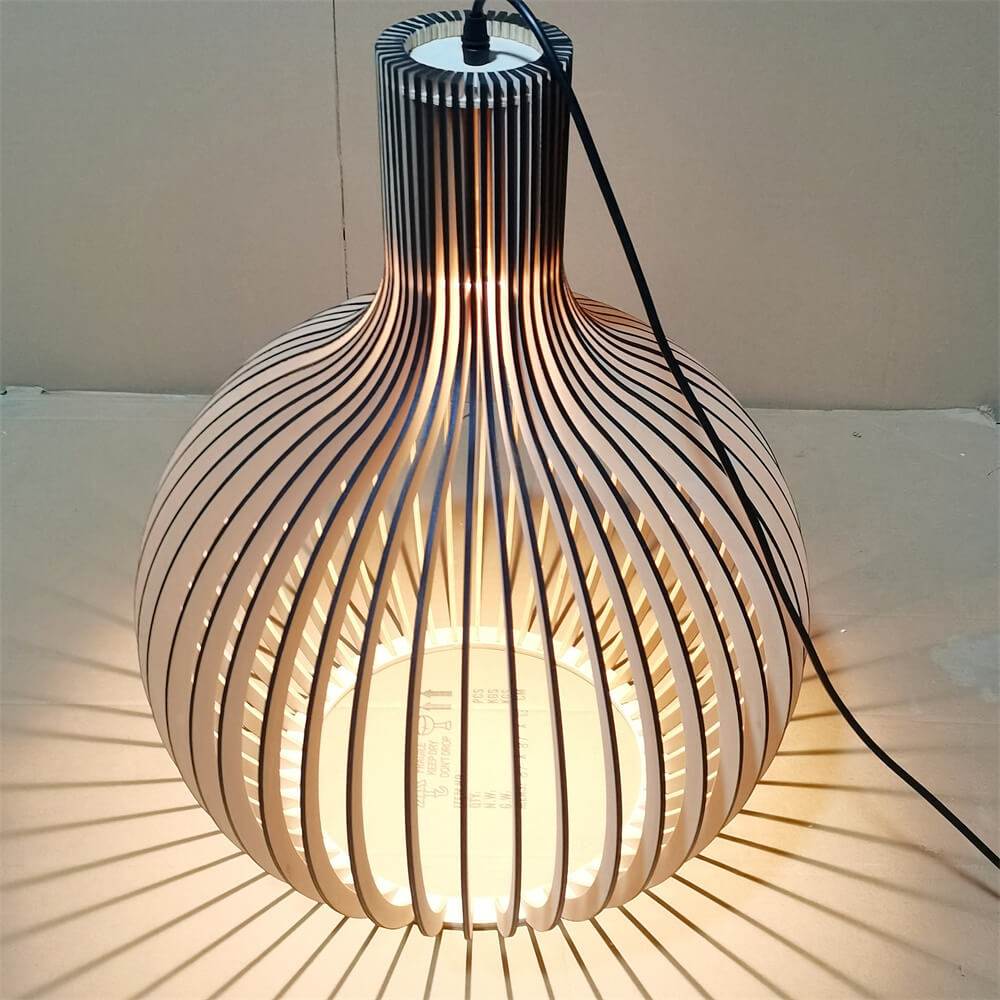 Modern Wooden Bird Cage Pendant Lights - Taavita Lamp Black/White/Original Wood Hanging Light