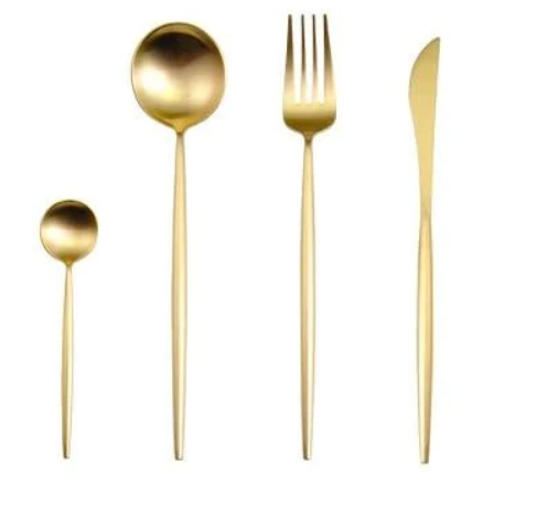 Taavita 24-Piece Luxury Stainless Steel Cutlery Set in Gold and Silver