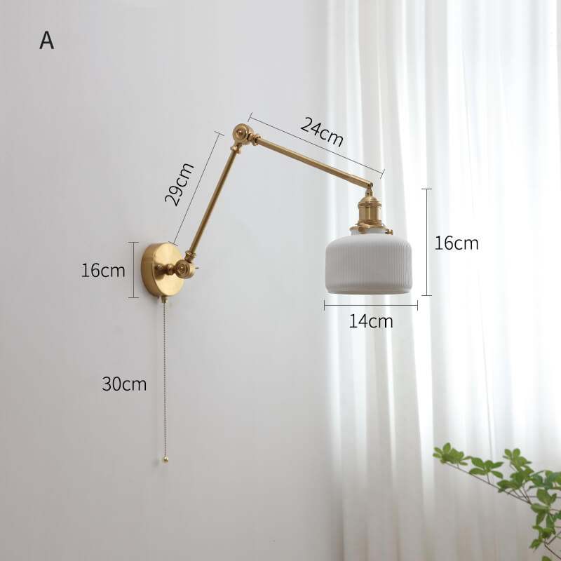 Ceramic Swing Arm Wall Lamp with Copper Arm Elegance