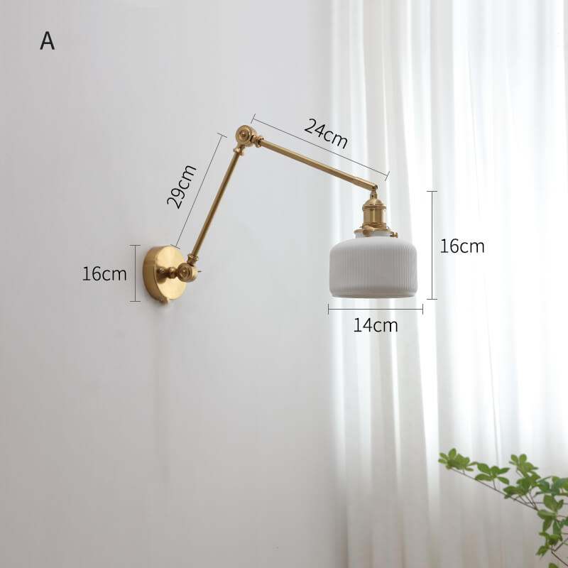 Taavita Swing Arm Wall Lamp with Copper Long Arm - Ceramic Swing Arm Wall Lamp