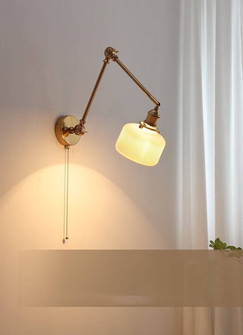 Taavita Swing Arm Wall Lamp with Copper Long Arm - Ceramic Swing Arm Wall Lamp