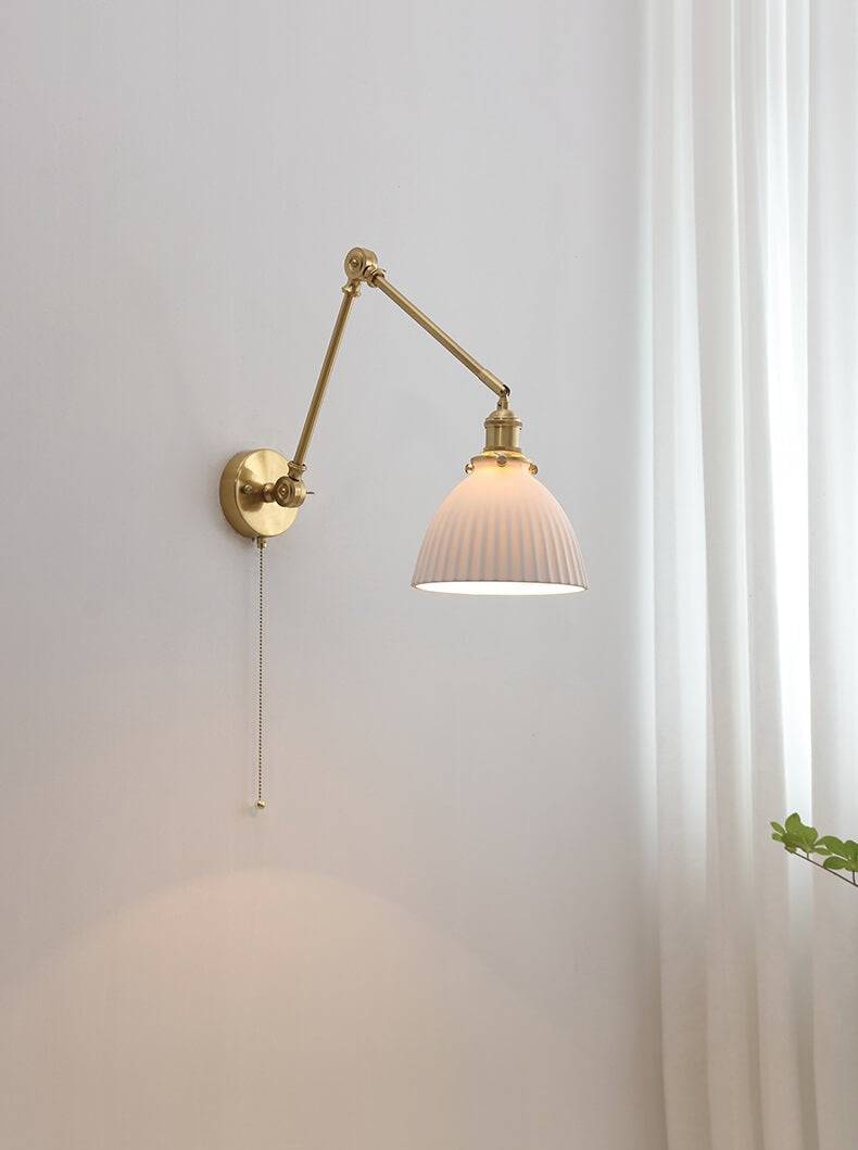 Taavita Swing Arm Wall Lamp with Copper Long Arm - Ceramic Swing Arm Wall Lamp